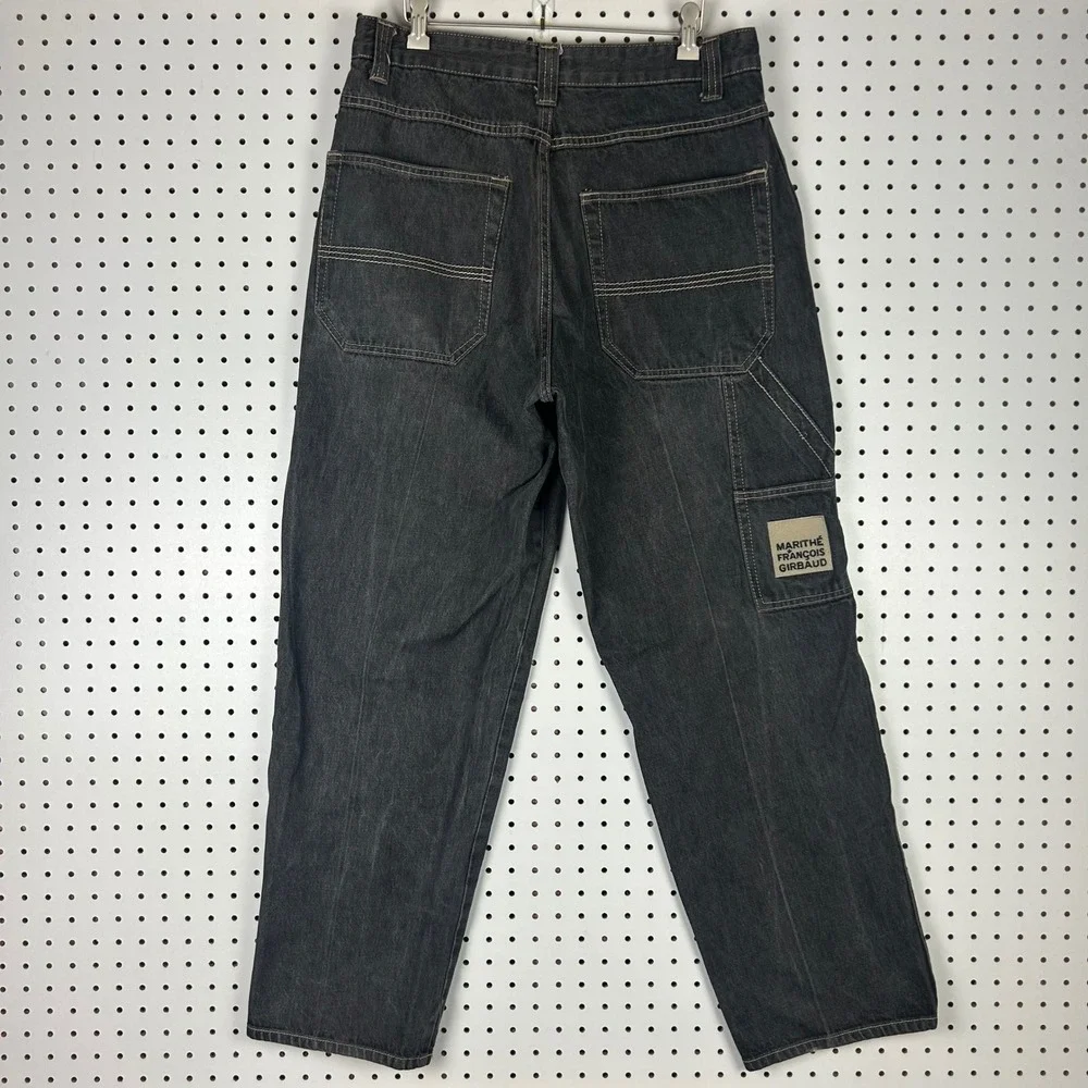 Marithe Francois Girbaud Mens 34x32 Black Denim Carpenter Jeans Baggy Y2K 90s